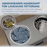Futterstation für grosse Hunde mit Schublade und 2 Edelstahlnäpfen