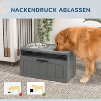 Futterstation für grosse Hunde mit Schublade und 2 Edelstahlnäpfen