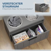 Futterstation für grosse Hunde mit Schublade und 2 Edelstahlnäpfen