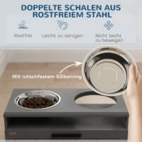 Futterstation für grosse Hunde mit Schublade und 2 Edelstahlnäpfen
