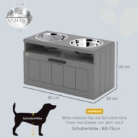 Futterstation für grosse Hunde mit Schublade und 2 Edelstahlnäpfen