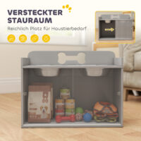 Futterstation erhöht mit Schrank und 2 Edelstahlnäpfen