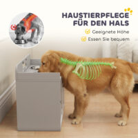 Futterstation erhöht mit Schrank und 2 Edelstahlnäpfen