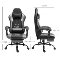 Gaming Sessel ergonomisch mit Kopfstütze & Fussstützen Schwarz – Produktfoto zeigt modernes Design, hochwertige Materialien und funktionale Eigenschaften ideal für Wohn- oder Arbeitsbereiche. Perfekt als Einrichtungsinspiration oder zur Produktpräsentation in einem Onlineshop.