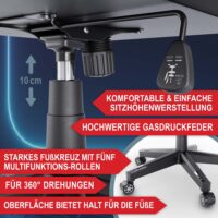 Gaming Stuhl, ergonomisch, 150kg belastbar, inklusive Nackenkissen und Lordosenkissen.