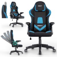 Gaming Stuhl, ergonomisch, 150kg belastbar, inklusive Nackenkissen und Lordosenkissen.
