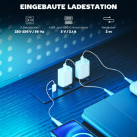 Gaming Tisch L-förmig mit LED Steckdosen und Monitorständer