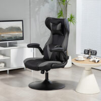 Gamingstuhl ergonomisch mit Kopf- & Lendenkissen Schwarz-Grau – Produktfoto zeigt modernes Design, hochwertige Materialien und funktionale Eigenschaften ideal für Wohn- oder Arbeitsbereiche. Perfekt als Einrichtungsinspiration oder zur Produktpräsentation in einem Onlineshop.