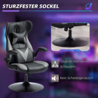 Gamingstuhl ergonomisch mit Kopf- & Lendenkissen Schwarz-Grau – Produktfoto zeigt modernes Design, hochwertige Materialien und funktionale Eigenschaften ideal für Wohn- oder Arbeitsbereiche. Perfekt als Einrichtungsinspiration oder zur Produktpräsentation in einem Onlineshop.