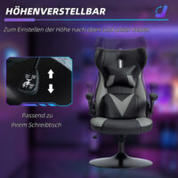 Gamingstuhl ergonomisch mit Kopf- & Lendenkissen Schwarz-Grau – Produktfoto zeigt modernes Design, hochwertige Materialien und funktionale Eigenschaften ideal für Wohn- oder Arbeitsbereiche. Perfekt als Einrichtungsinspiration oder zur Produktpräsentation in einem Onlineshop.
