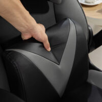 Gamingstuhl ergonomisch mit Kopf- & Lendenkissen Schwarz-Grau – Produktfoto zeigt modernes Design, hochwertige Materialien und funktionale Eigenschaften ideal für Wohn- oder Arbeitsbereiche. Perfekt als Einrichtungsinspiration oder zur Produktpräsentation in einem Onlineshop.