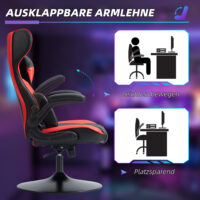 Gamingstuhl ergonomisch mit Kopf- & Lendenkissen Schwarz-Rot – Produktfoto zeigt modernes Design, hochwertige Materialien und funktionale Eigenschaften ideal für Wohn- oder Arbeitsbereiche. Perfekt als Einrichtungsinspiration oder zur Produktpräsentation in einem Onlineshop.