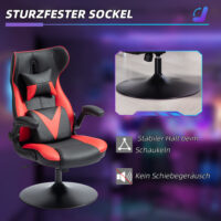 Gamingstuhl ergonomisch mit Kopf- & Lendenkissen Schwarz-Rot – Produktfoto zeigt modernes Design, hochwertige Materialien und funktionale Eigenschaften ideal für Wohn- oder Arbeitsbereiche. Perfekt als Einrichtungsinspiration oder zur Produktpräsentation in einem Onlineshop.