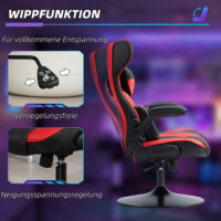 Gamingstuhl ergonomisch mit Kopf- & Lendenkissen Schwarz-Rot – Produktfoto zeigt modernes Design, hochwertige Materialien und funktionale Eigenschaften ideal für Wohn- oder Arbeitsbereiche. Perfekt als Einrichtungsinspiration oder zur Produktpräsentation in einem Onlineshop.