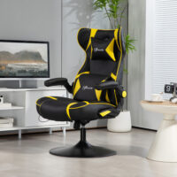 Gamingstuhl ergonomisch mit Lautsprecher & Wippfunktion Schwarz & Gelb – Produktfoto zeigt modernes Design, hochwertige Materialien und funktionale Eigenschaften ideal für Wohn- oder Arbeitsbereiche. Perfekt als Einrichtungsinspiration oder zur Produktpräsentation in einem Onlineshop.