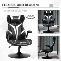Gamingstuhl ergonomisch Schwarz-Weiss – Produktfoto zeigt modernes Design, hochwertige Materialien und funktionale Eigenschaften ideal für Wohn- oder Arbeitsbereiche. Perfekt als Einrichtungsinspiration oder zur Produktpräsentation in einem Onlineshop.