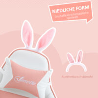 Gaming Stuhl ergonomisch mit Hasenohren Fussstütze und Kopfkissen rosa
