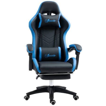 Bürostuhl Gamingstuhl ergonomisch mit Kopfstütze blau schwarz