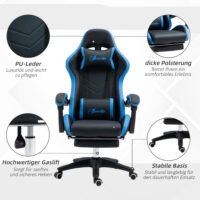 Bürostuhl Gamingstuhl ergonomisch mit Kopfstütze blau schwarz