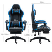 Bürostuhl Gamingstuhl ergonomisch mit Kopfstütze blau schwarz