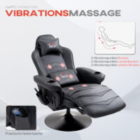 Gaming Stuhl verstellbar mit Massage und Fussstütze Kunstleder