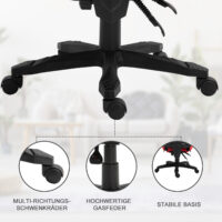 Gamingstuhl mit Fussstütze höhenverstellbar Schwarz-Rot – Produktfoto zeigt modernes Design, hochwertige Materialien und funktionale Eigenschaften ideal für Wohn- oder Arbeitsbereiche. Perfekt als Einrichtungsinspiration oder zur Produktpräsentation in einem Onlineshop.