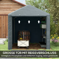 Graues Garagenzelt 16x218x172m mit UV-Schutz und wasserabweisend.