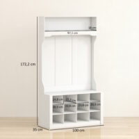 Garderobe mit Bank und Schuhregal für Flur und Diele weiss