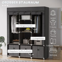 Eine dunkelgraue, faltbare Garderobe mit Reissverschluss, kompakt.