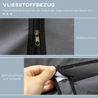 Eine dunkelgraue, faltbare Garderobe mit Reissverschluss, kompakt.