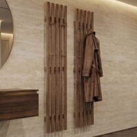 Garderobenpaneel Wandgarderobe 8 Haken Massivholz 120x21cm Eiche