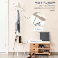 Ein weisser Garderobenständer aus Metall, Maße 45x45x180cm.