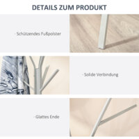 Ein weisser Garderobenständer aus Metall, Maße 45x45x180cm.