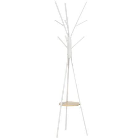 Ein weisser Garderobenständer aus Metall, Maße 45x45x180cm.