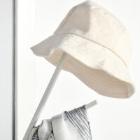 Ein weisser Garderobenständer aus Metall, Maße 45x45x180cm.