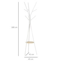 Ein weisser Garderobenständer aus Metall, Maße 45x45x180cm.