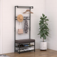 Ein Garderobenständer und Flurmöbel-Set mit integrierter Bank und Regal, Maße 725x35x180cm.