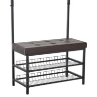 Ein Garderobenständer und Flurmöbel-Set mit integrierter Bank und Regal, Maße 725x35x180cm.