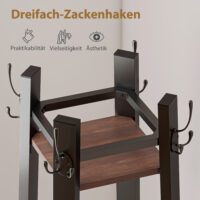 Garderobenständer freistehend mit Ablage Metall Holzoptik