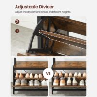 Kleiderständer mit Schuhschrank und zusätzlicher Ablage für Jacken, Taschen und Schuhe.