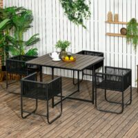 Garten Essgruppe 5-teilig wetterfest mit Sitzkissen Polyrattan