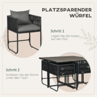 Garten Essgruppe 5-teilig wetterfest mit Sitzkissen Polyrattan