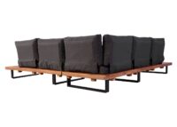 Garten-Garnitur Lounge-Set Sofa Sessel Akazie Alu braun dunkelgrau