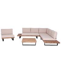 Garten-Garnitur Lounge-Set Sofa Sessel Akazie Alu hellbraun beige
