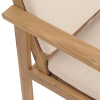 Garten-Garnitur Lounge-Set Akazie Bank Sessel Tisch Kissen beige