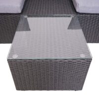 Garten Lounge Set 3-teilig Poly-Rattan Kissen hellgrau anthrazit