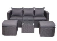 3in1 Garten Lounge-Set Sonneninsel Poly-Rattan anthrazit