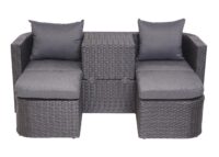 3in1 Garten Lounge-Set Sonneninsel Poly-Rattan anthrazit