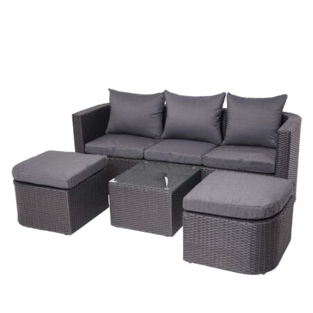 3in1 Garten Lounge-Set Sonneninsel Poly-Rattan anthrazit
