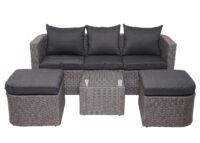 Garten Lounge-Set 3in1 Sonneninsel Poly-Rattan grau anthrazit